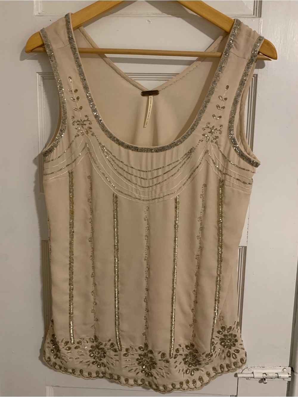 Y2K Beaded Cream Sleeveless Size S